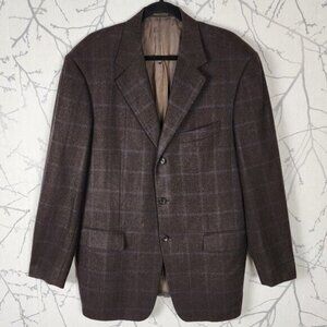 Pal Zileri Brown Checks 100% Wool 3 Button Blazer Sport Coat